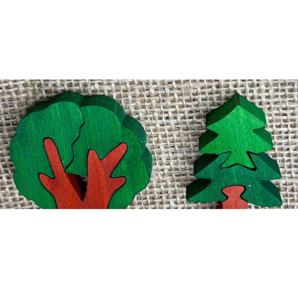 Miniature Tree Puzzle Figure Pieces Hand Painted Crafts Nature Botanical - Picture 4 of 5